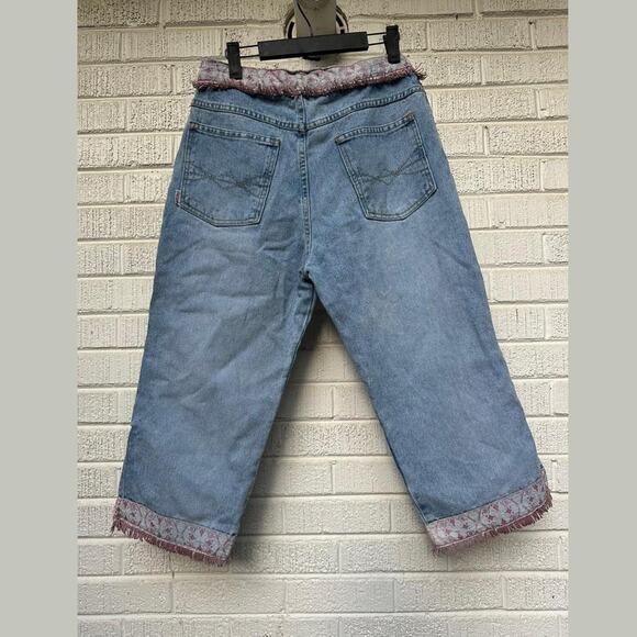 Rare Y2K Jou Jou Jeans Embroidered Fringe Capris - Picture 2 of 6